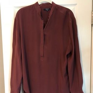 Madewell silk popover top burgundy M
